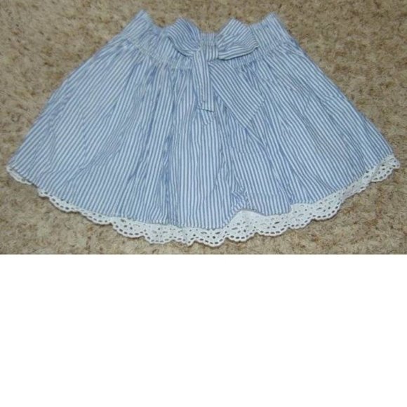 *Skirt Abercrombie sz X-Large Blue White Striped Elastic Waist Layered Girls - Picture 1 of 4